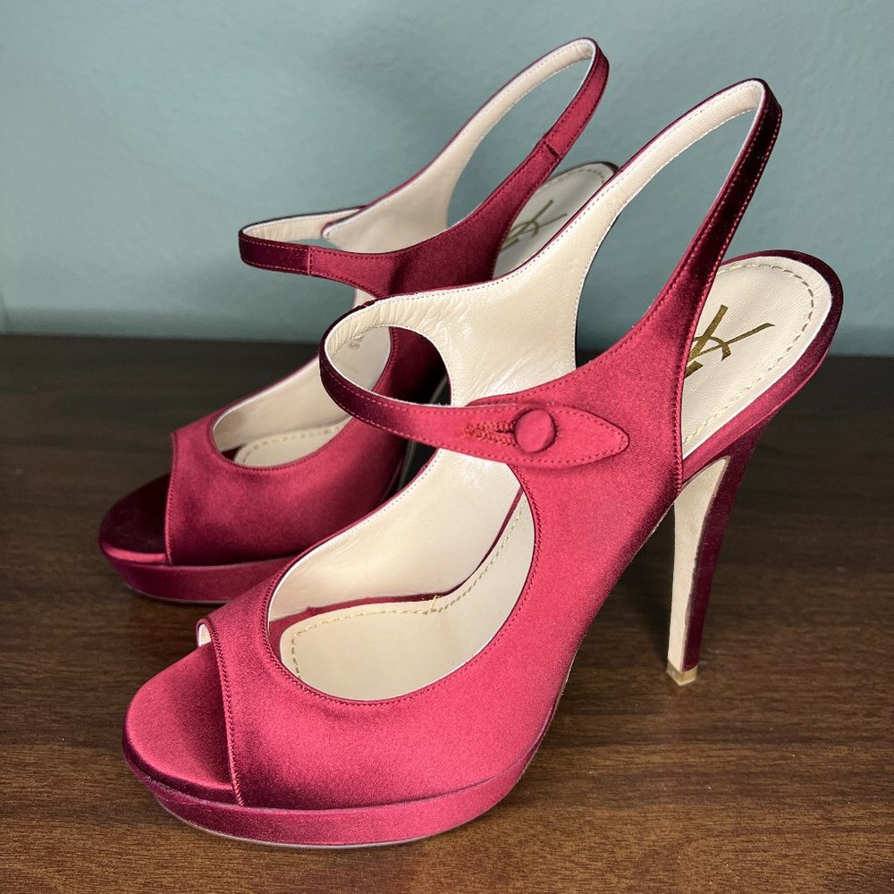 Yves Saint Laurent Red Satin Heels
